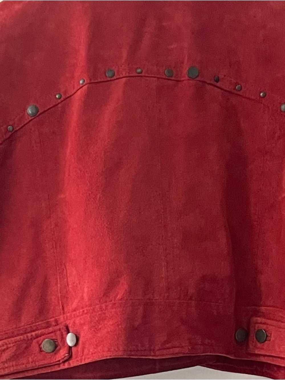 Red Suede Studded Cropped Jacket - Picture 2 of 3